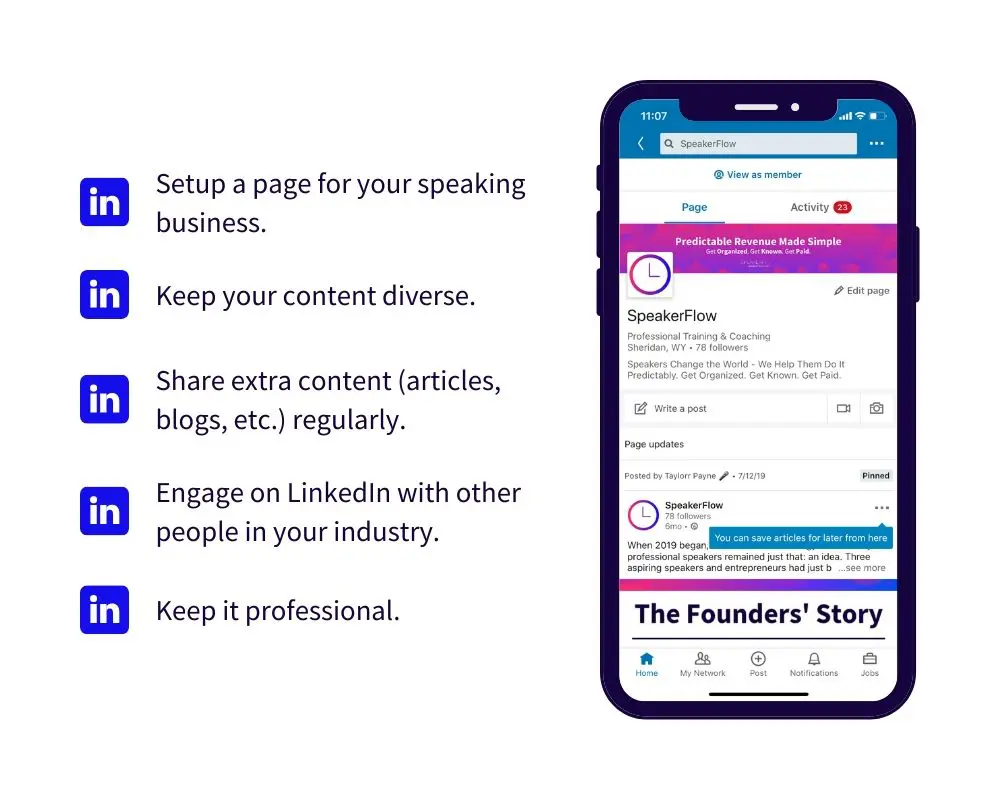 LinkedIn Graphic for How To Market Yourself As A Speaker The Ultimate Guide Blog - SpeakerFlow