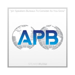 American Program Bureau (APB) Graphic for 30 Plus Speakers Bureaus To Consider As You Grow - SpeakerFlow