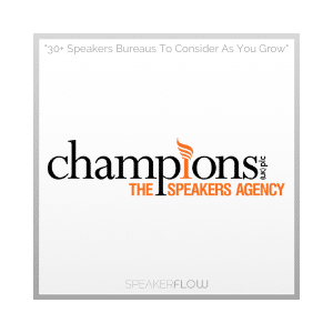 Champions Speakers UK PLC Graphic for 30 Plus Speakers Bureaus To Consider As You Grow - SpeakerFlow