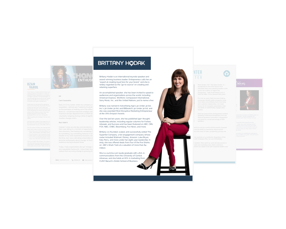 Brittany Hodak Graphic for Writing A Speaker Biography The Beginners Guide - SpeakerFlow