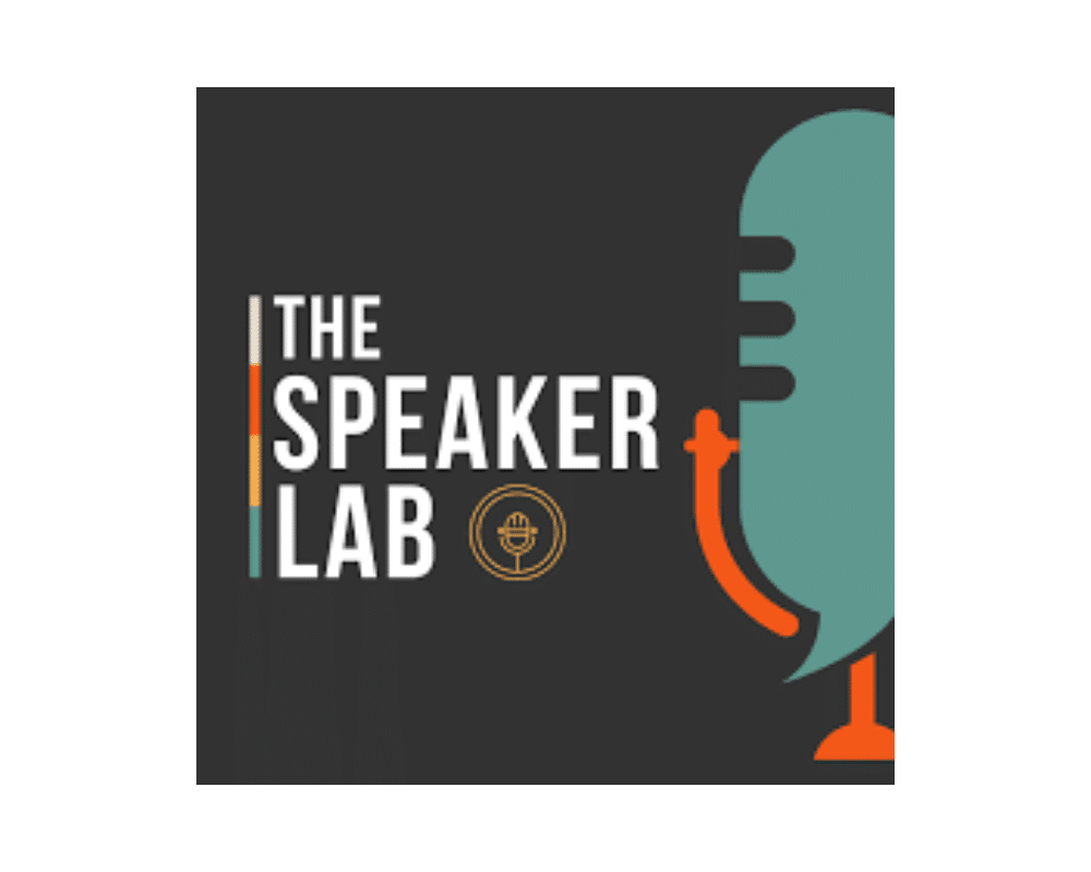 Speaker Lab Podcast Graphic for 6 Public Speaking Podcasts To Listen To This Year - SpeakerFlow