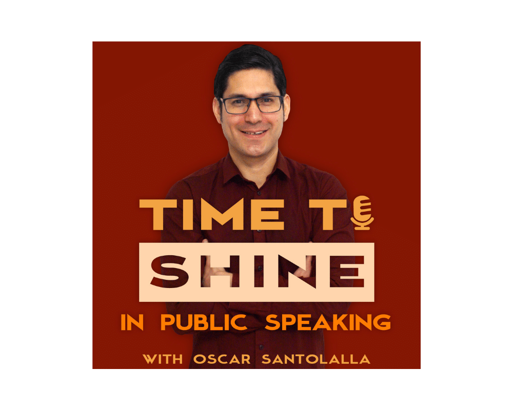 Time To Shine Podcast Graphic for 6 Public Speaking Podcasts To Listen To This Year - SpeakerFlow