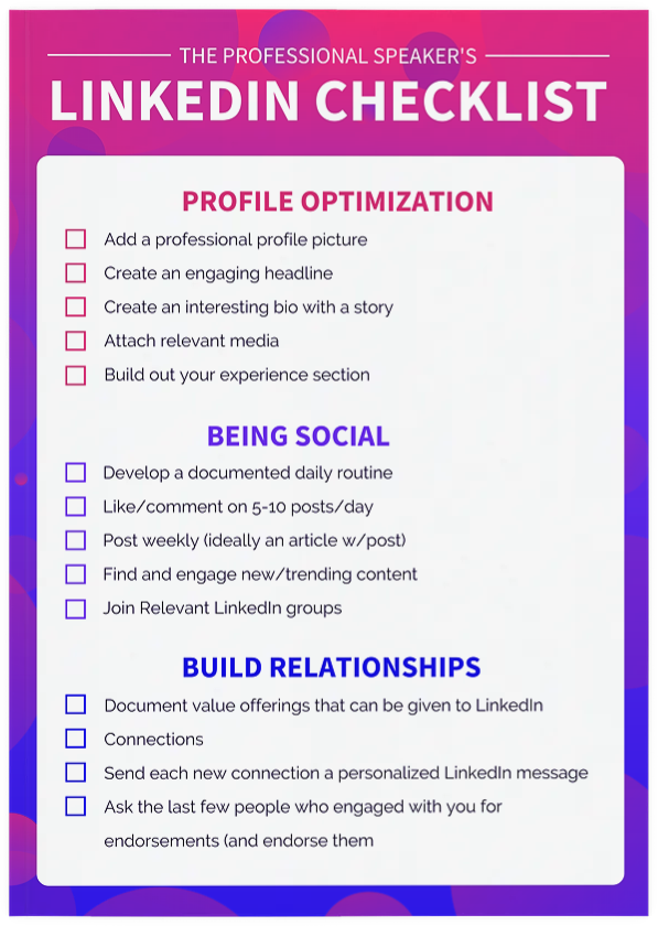 LinkedIn Optimization Checklist Mockup - SpeakerFlow