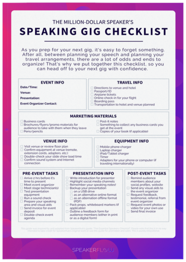 Speaking Gig Checklist Mockup - SpeakerFlow