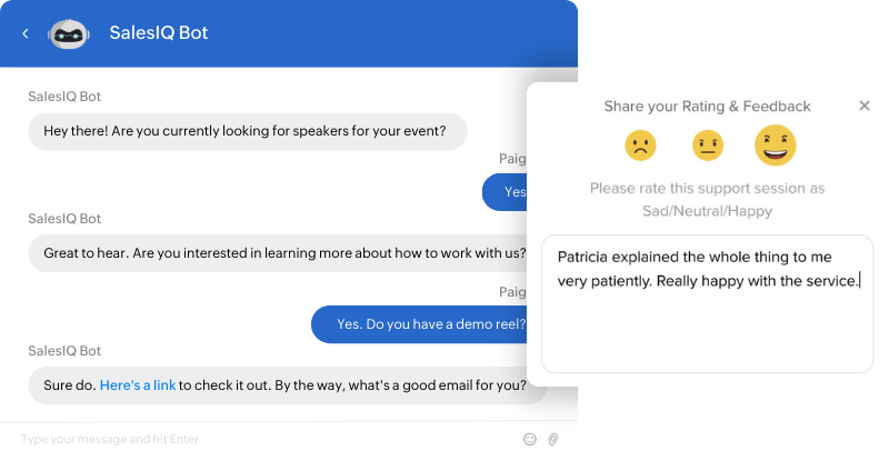 Bot Small Talk​ Image for SalesIQ Features Page - SpeakerFlow