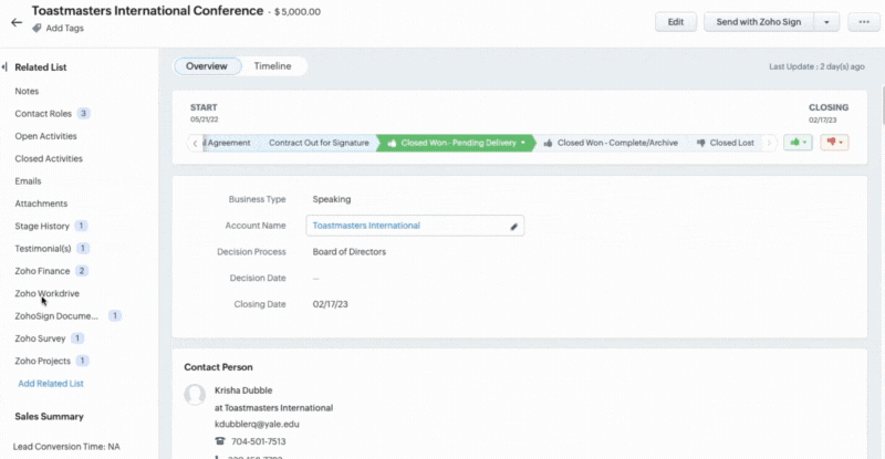 CRM Integration​ Image for Workdrive Features Page - SpeakerFlow