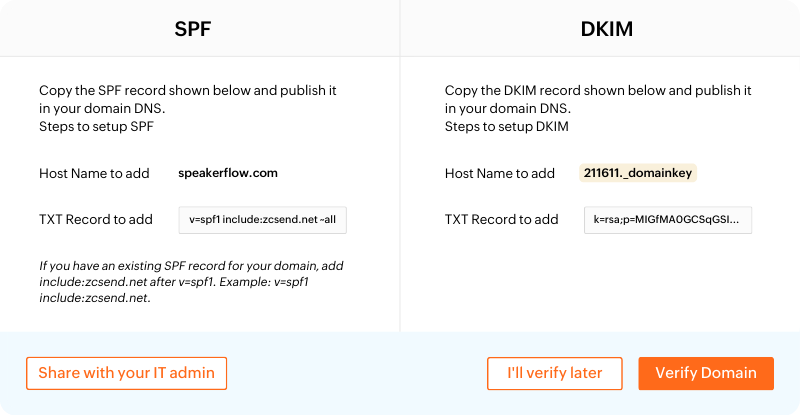 Domain Authentication Image for Campaigns Features Page - SpeakerFlow
