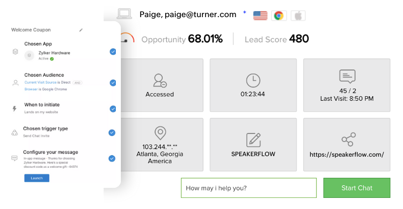 Proactive Chat​ Image for SalesIQ Features Page - SpeakerFlow