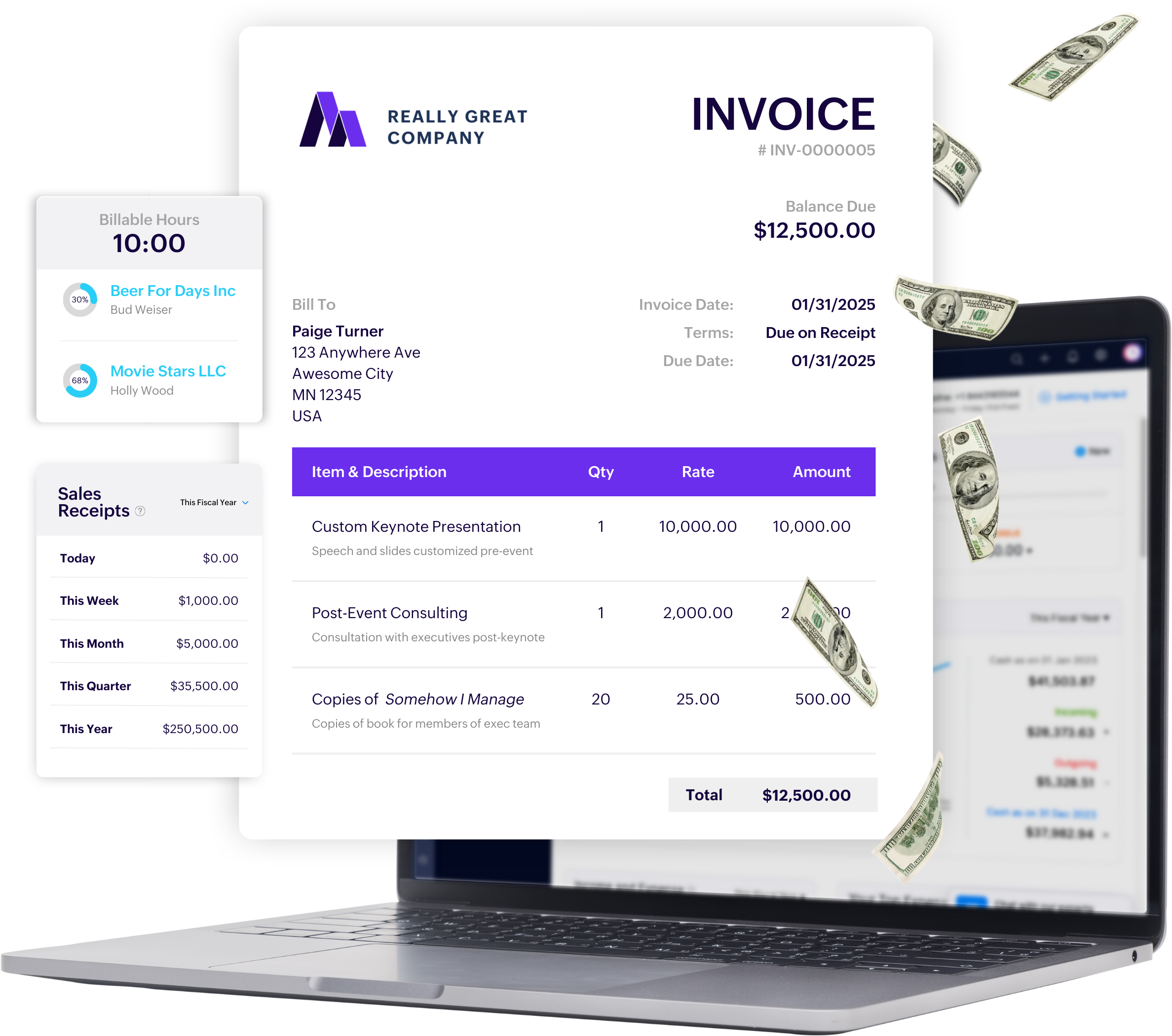 Invoice Features Page Hero Graphic - SpeakerFlow