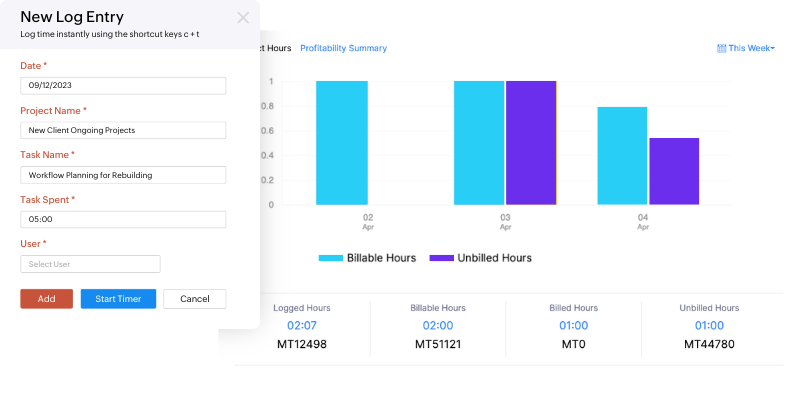 Time Tracking Image for Invoice Features Page - SpeakerFlow